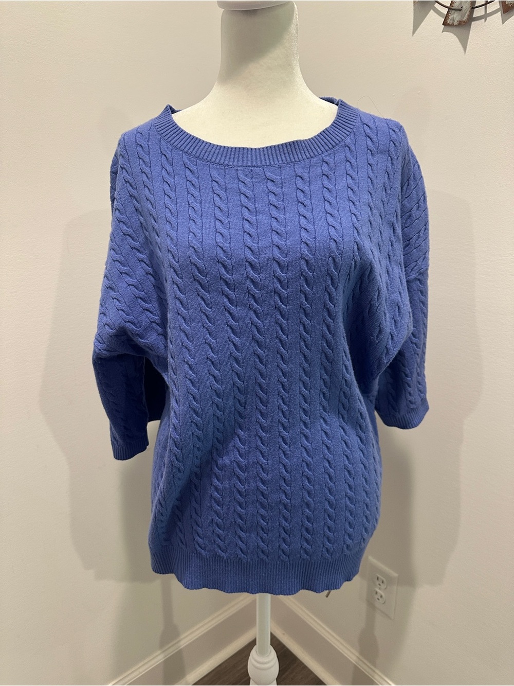 Cyrus Periwinkle Cable-Knit Scoop Neck Sweater